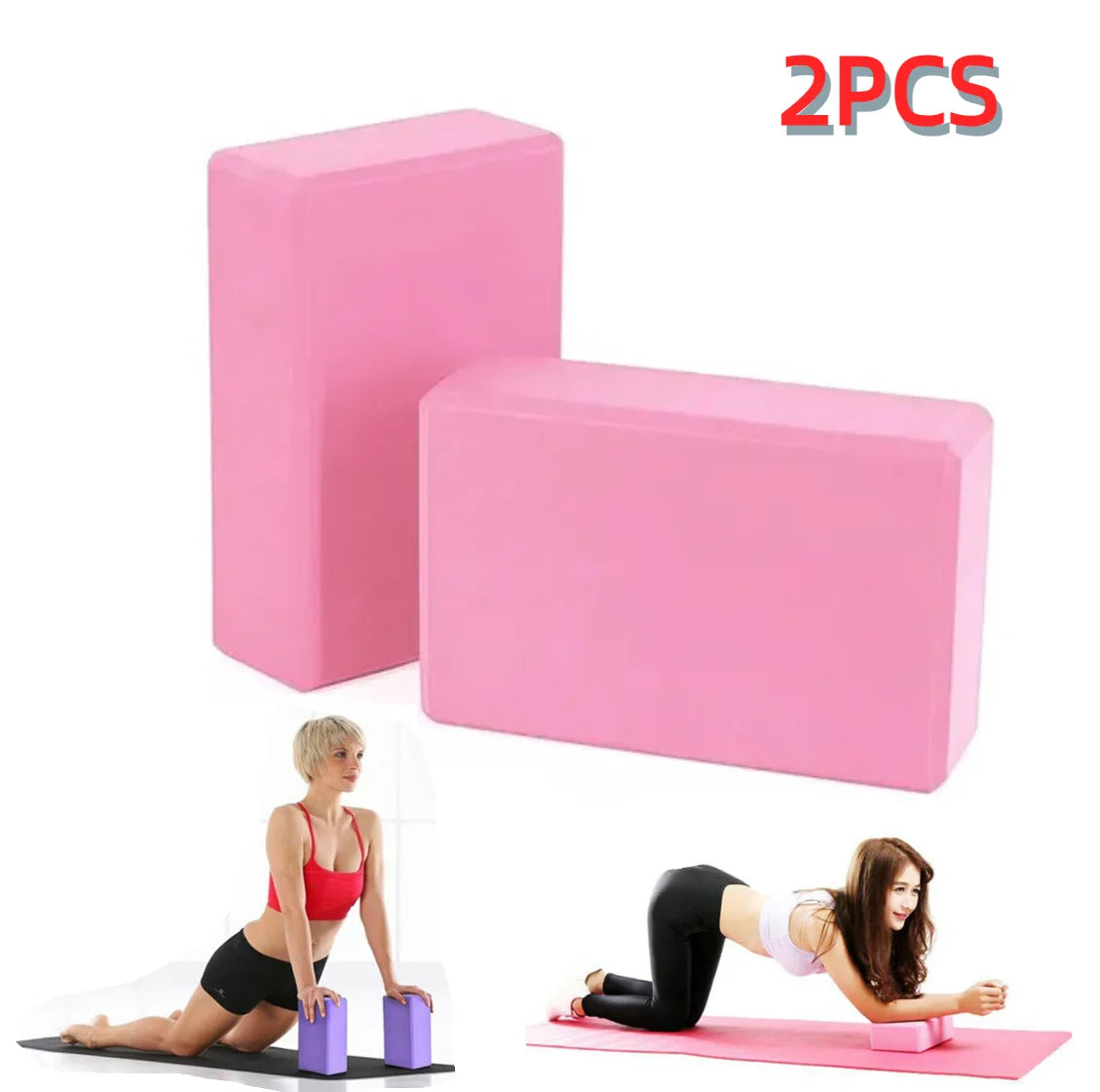 2X Block Combo Set,Suitable For Pilates Yoga Stretch Fiess Exercise Pink