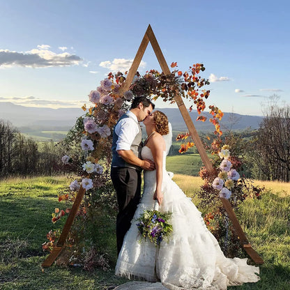 2 Pack Triangle Wooden Wedding Arch Oversized Ceremony Archway Backdrop Frame Background Flower Balloon Banquet Archway