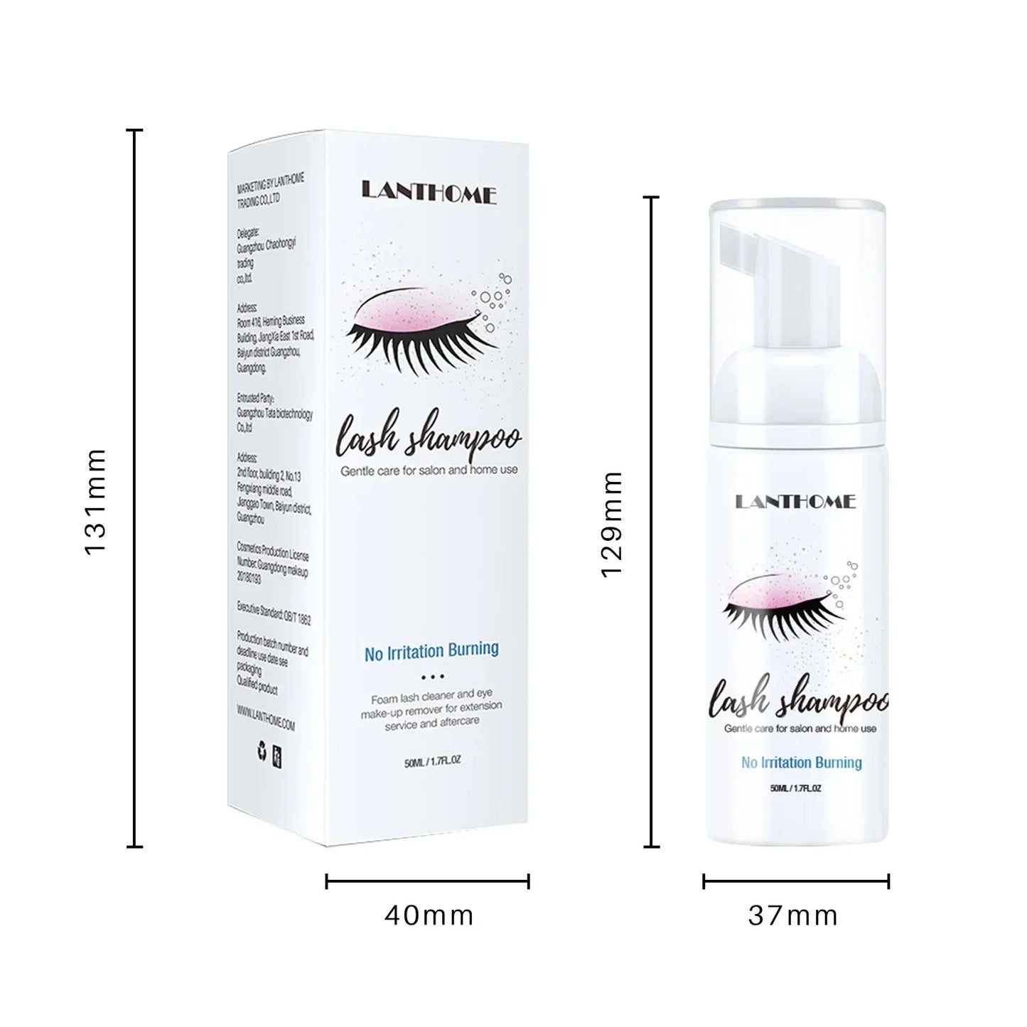 50ml Lanthome Eyelash Extension Shampoo Foam Eyelid Deep Clean Cleanser For Makeup Tools Mascara Remover Glue Salon Home Use