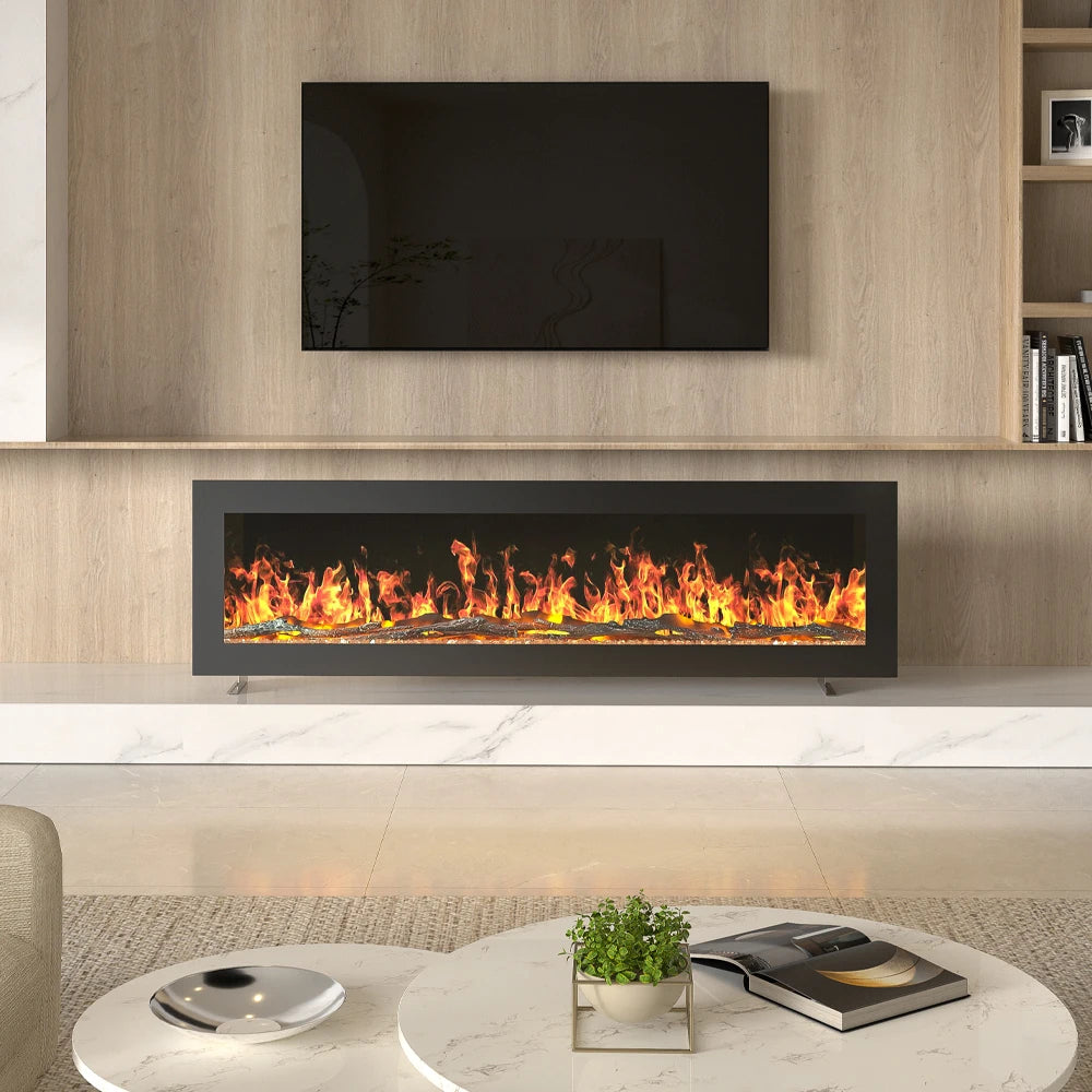 KOMORE Wall Mount Electric Fireplace with Remote Control, Automatic Safety Shutoff, 12 Flame Colors, 1800W 50&60 Inch