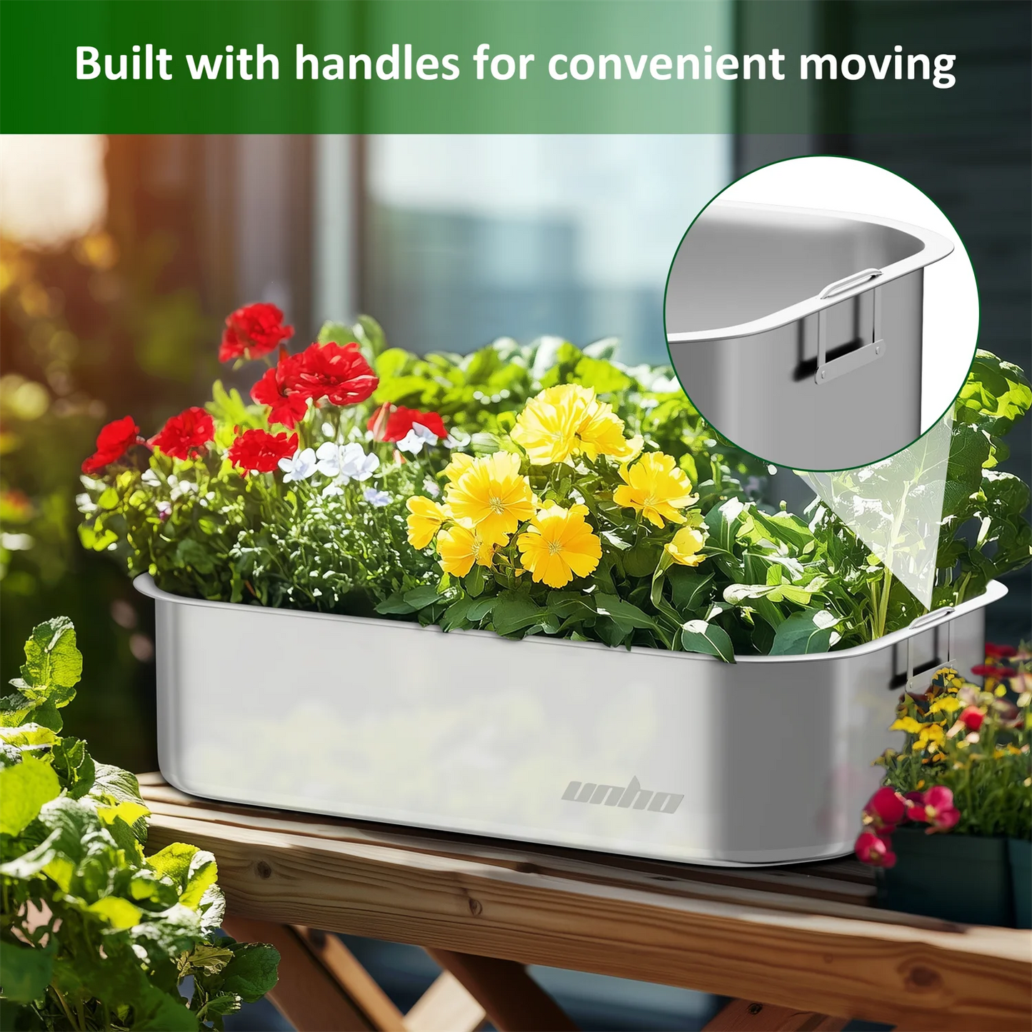 Set of 3 Gardening Plant Box Decks Stainless Steel Outdoor Indoor Plant Bed for Veggies Flower Plants Herbs