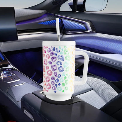 40oz/1182ml Cup Meoky Lip Print Stainless Steel Vacuum Insulated Double Wall Thermal Iced Travel Car Mug Portable Water Bottle