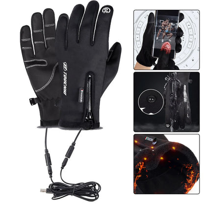 USB Touch Screen Gloves Electric Heated Hand Warmer Anti-Slip Glove for Cycling Running Driving Hiking Walking for Women Men