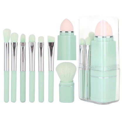 8Pcs Travel Makeup Brushes Set Powder Blush Concealer Brush Portable Nose Contour Brush Soft Bristles with Case for Women Makeup