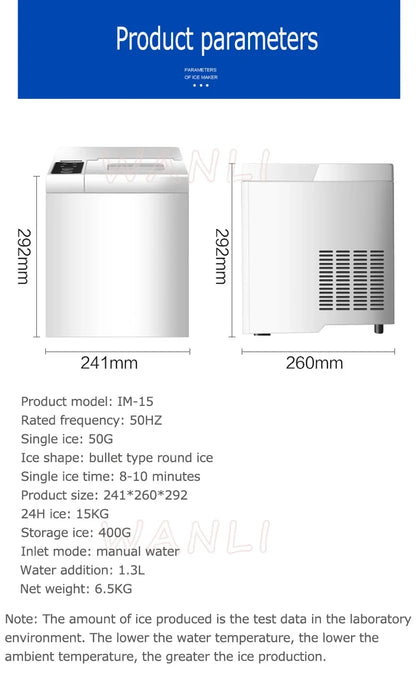 15kg electric ice machine / portable bullet round ice making machine small bar cafe 220V