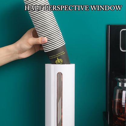 Wall Mounted Automatic Cup Storage Rack Paper Cups Dispenser Disposable Pull Type Plastic Cup Holder Dust-proof Cups Container