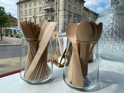 150 Pcs Disposable Wooden Cutlery Set Includes Forks, Spoons, For Party, Outdoor Picnic, Family & Friends Gathering, Ice Cream