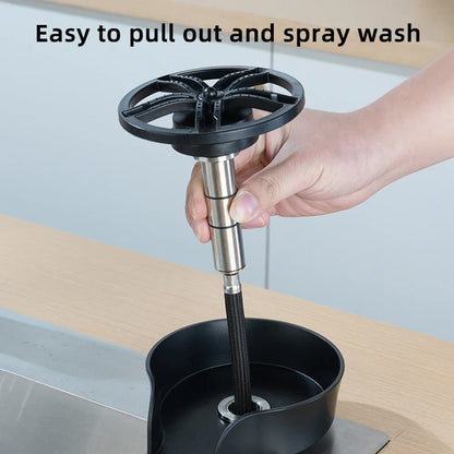 2in1 Pull Out Sprayer Glass Rinser For Kitchen Sink Automatic Rotating High-Pressure Press Cleaner Sink Bottle Cup Washer