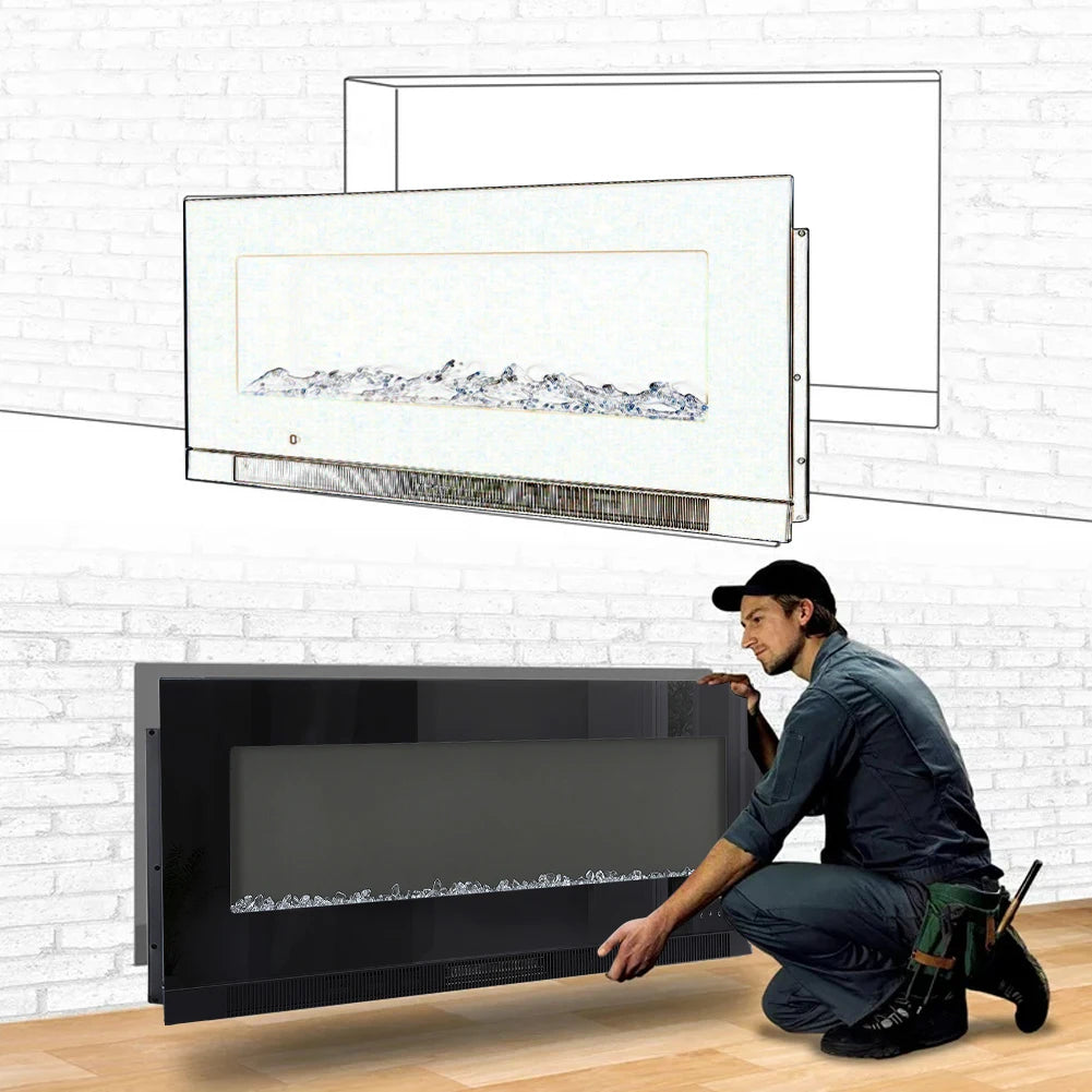 KOMORE Recessed/Wall Mounted Electric Fireplace 12 Flame Colors, Overheating Protection,1800W, 50&60&72 Inch