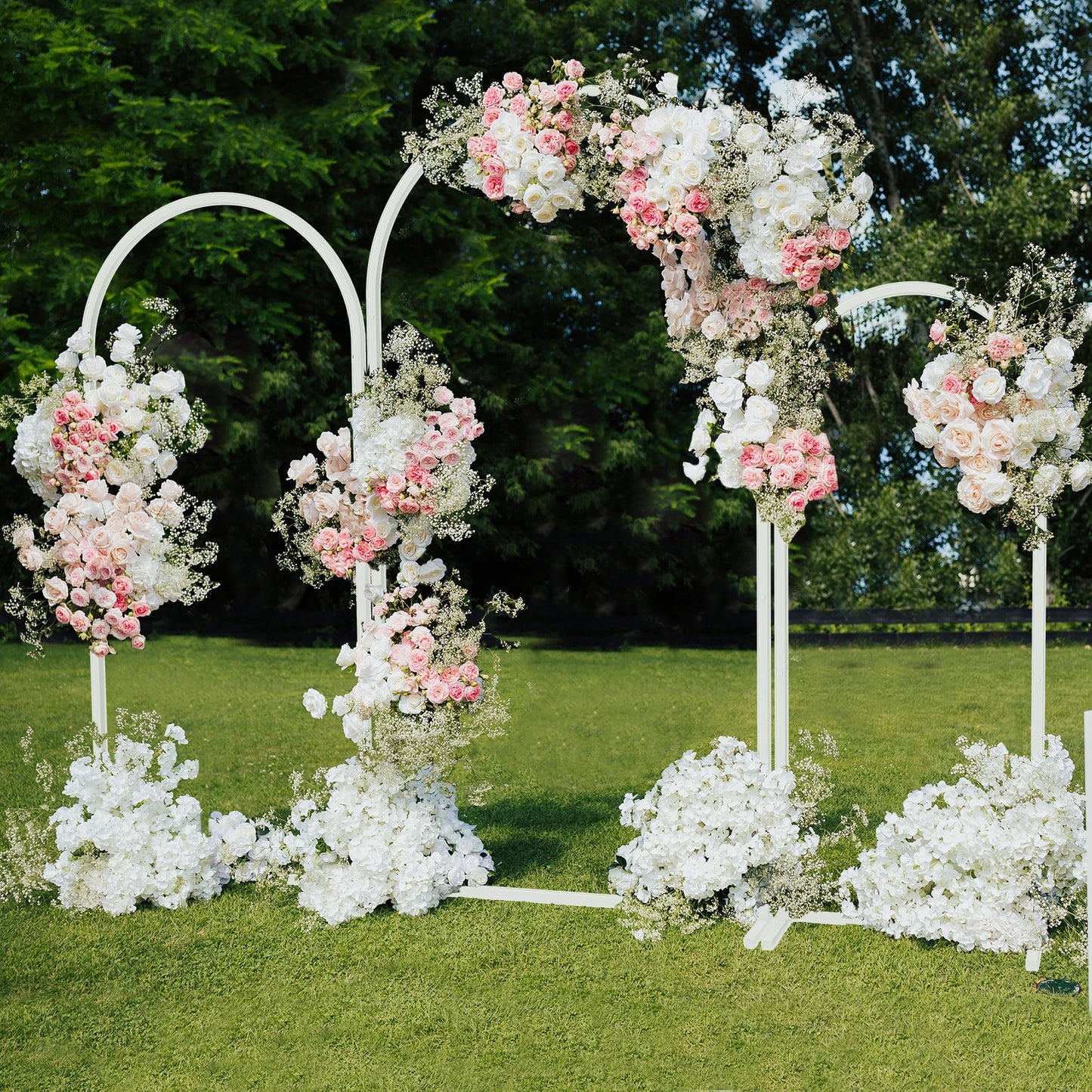 Set of 3 Metal Arch Backdrop Stand, Wedding Arch Frame, Birthday Party Banquet, DIY Balloon Arbor