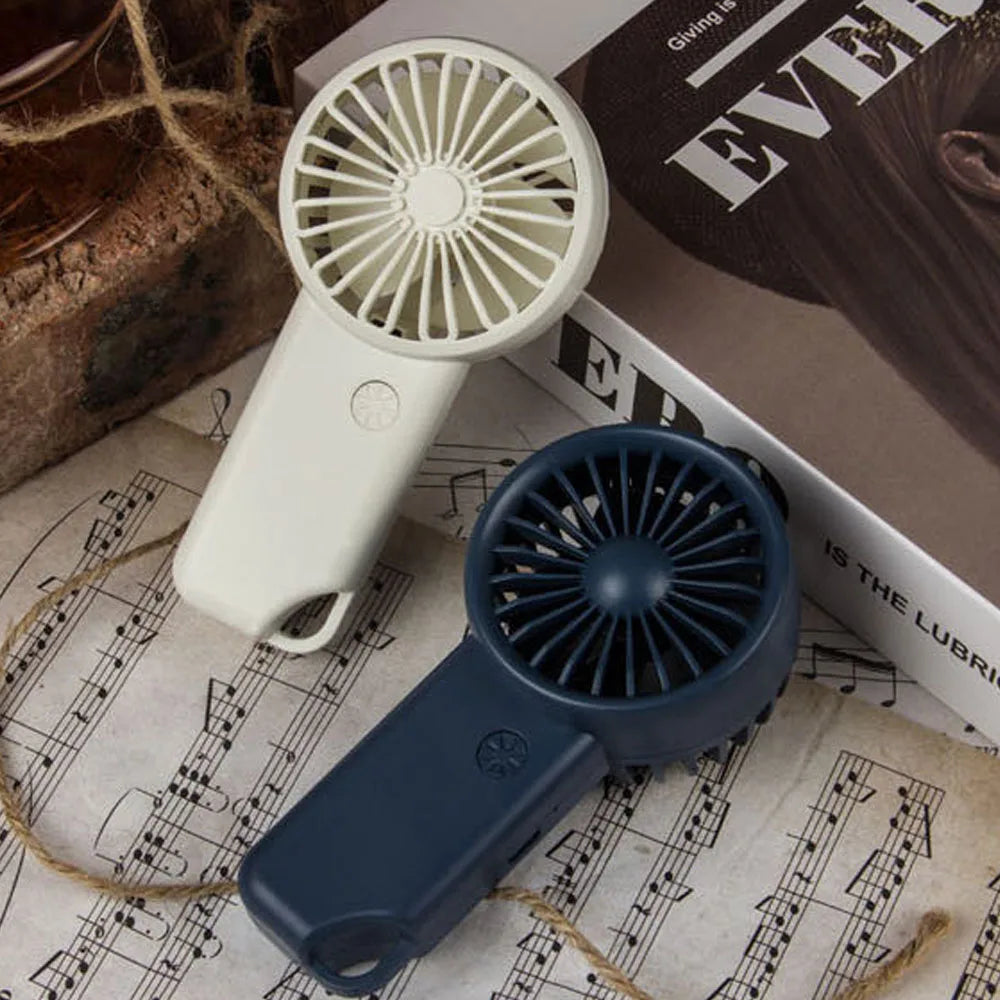 Portable Mini Fan Rechargeable USB Charging Handheld Fan Built-in 500mAh Battery 3 Speed Power for Outdoor Office Sports Travel