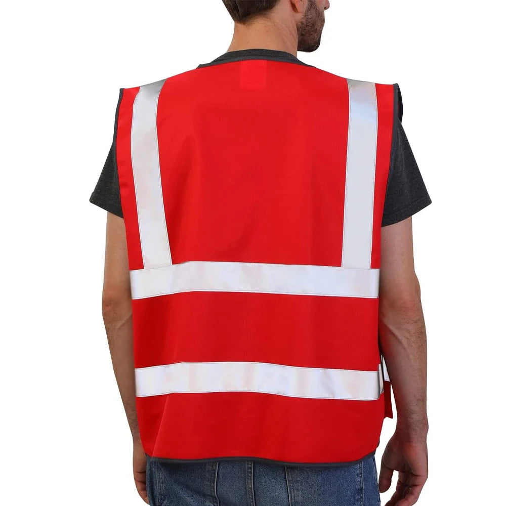 Red Working Vest for Men Women High Visibility Safety Vests with Reflective Stripes Hi Vis Workwear Meets ANSI/ISEA Standards