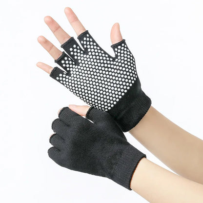 Women Half-finger Warm Anti-slip Yoga Gloves Pilates Gloves Indoor Dance Fitness Training Open-fingered Sport Gloves Yoga Aids