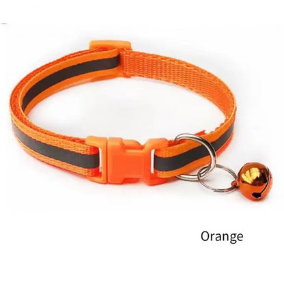 1PC Colors Reflective Breakaway Cat Collar Neck Ring Necklace Bell Pet Products Safety Elastic Adjustable Pet Reflective Collar