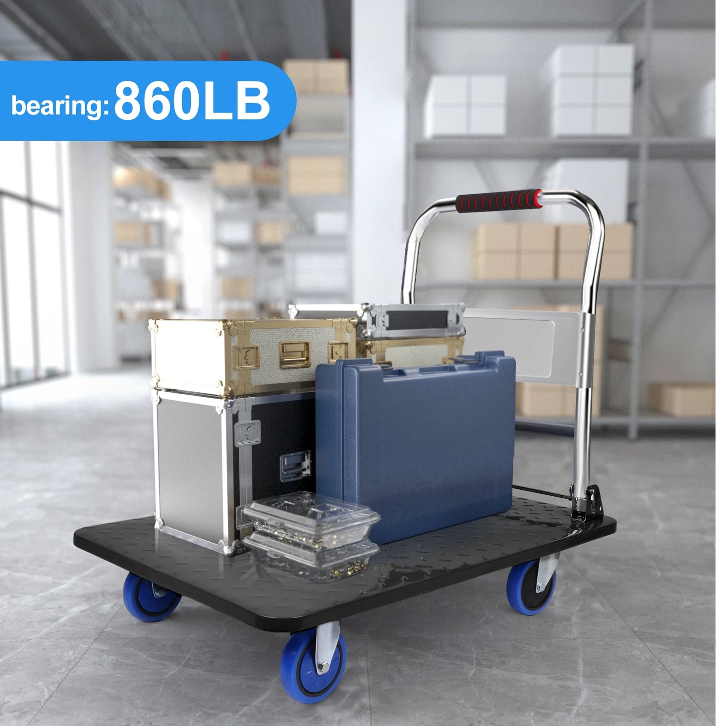 Portable Folding Cart Trolley 1000LBS Luggage Cart Heavy Duty Shopping Cart Hand Truck Dolly Cart with Wheels