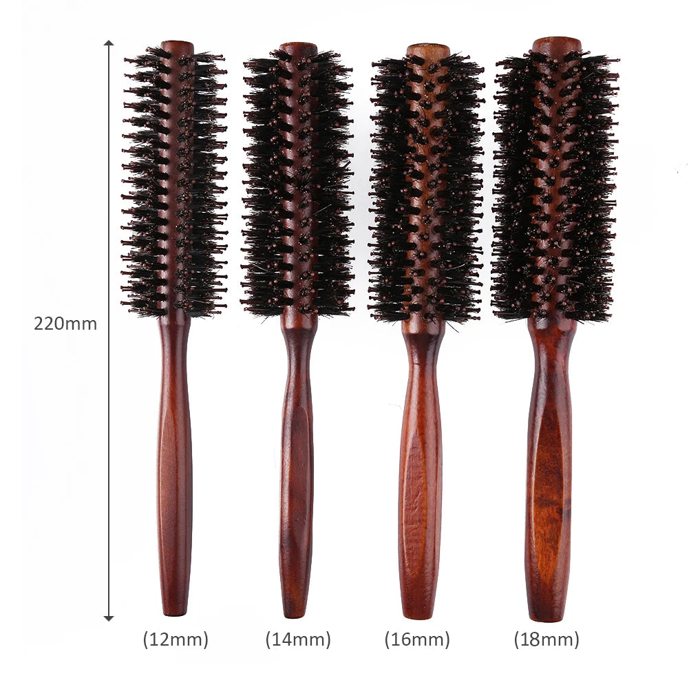 Round Hair Brush Anti Slip Handle Hair Styling Brush Detangling Hair Brush Boar Bristle Hair Brush for Hair Styling