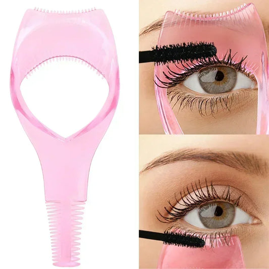 3In1 Eyelash Aid Easy To Use Eye Liner Stencil Pink Plastic Eye Lash Card Mascara Guard Lightweight Cosmetic Tools Free Shipping