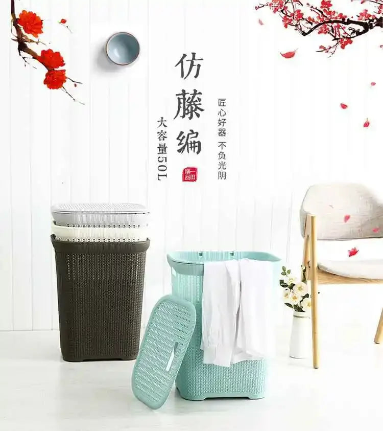 Nordic Wind Plastic Home Bathroom Laundry Basket Living Room Multi-purpose Toy Basket Bedroom Clothing Storage Basket