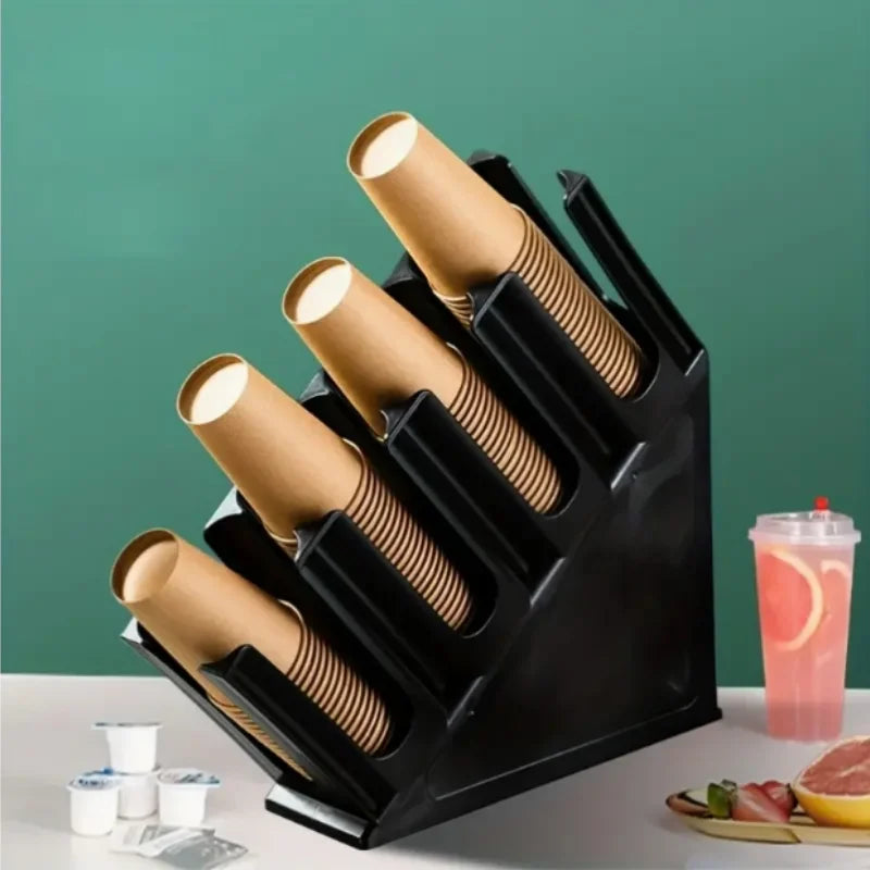 1pc Coffee Shop Disposable Cup Holder Cup Storage Rack Multi Functional Paper Cup Holder Picker Straw Bar Counter Cup Holder