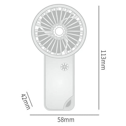 Portable Mini Fan Rechargeable USB Charging Handheld Fan Built-in 500mAh Battery 3 Speed Power for Outdoor Office Sports Travel