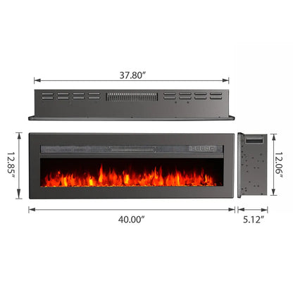 KOMORE Electric Fireplace with Adjustable Flames, Wall Mounted or Freestanding 12 Temperatures Timing Function 40&50&60 inch