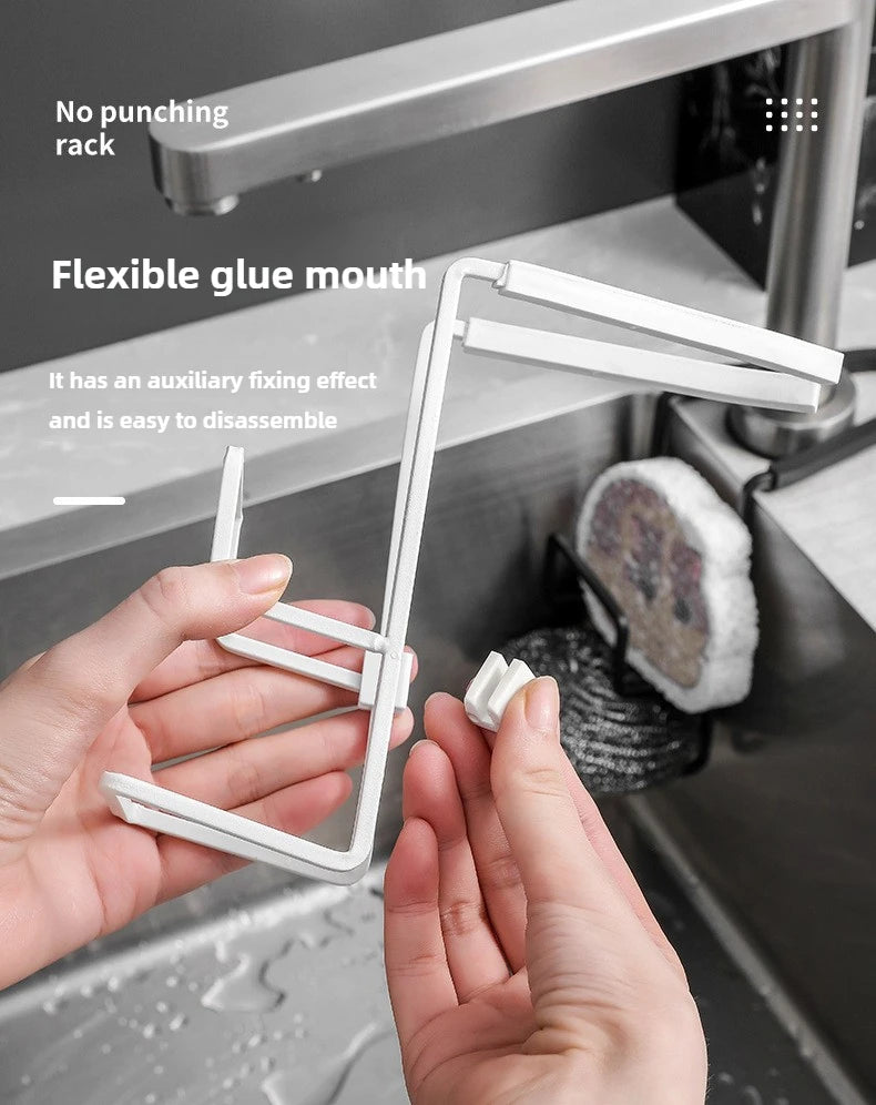 1pc kitchen faucet storage rack, double-layer drainage design, nail free installation, strong load-bearing capacity