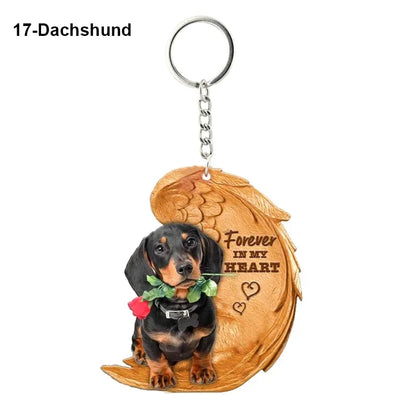 1 Piece 23 Style Dog Forever In My Heart  Angel Pendant Bag Key Chains Car Keychain Keyring  Pet Jewelry Gift For Women Girls