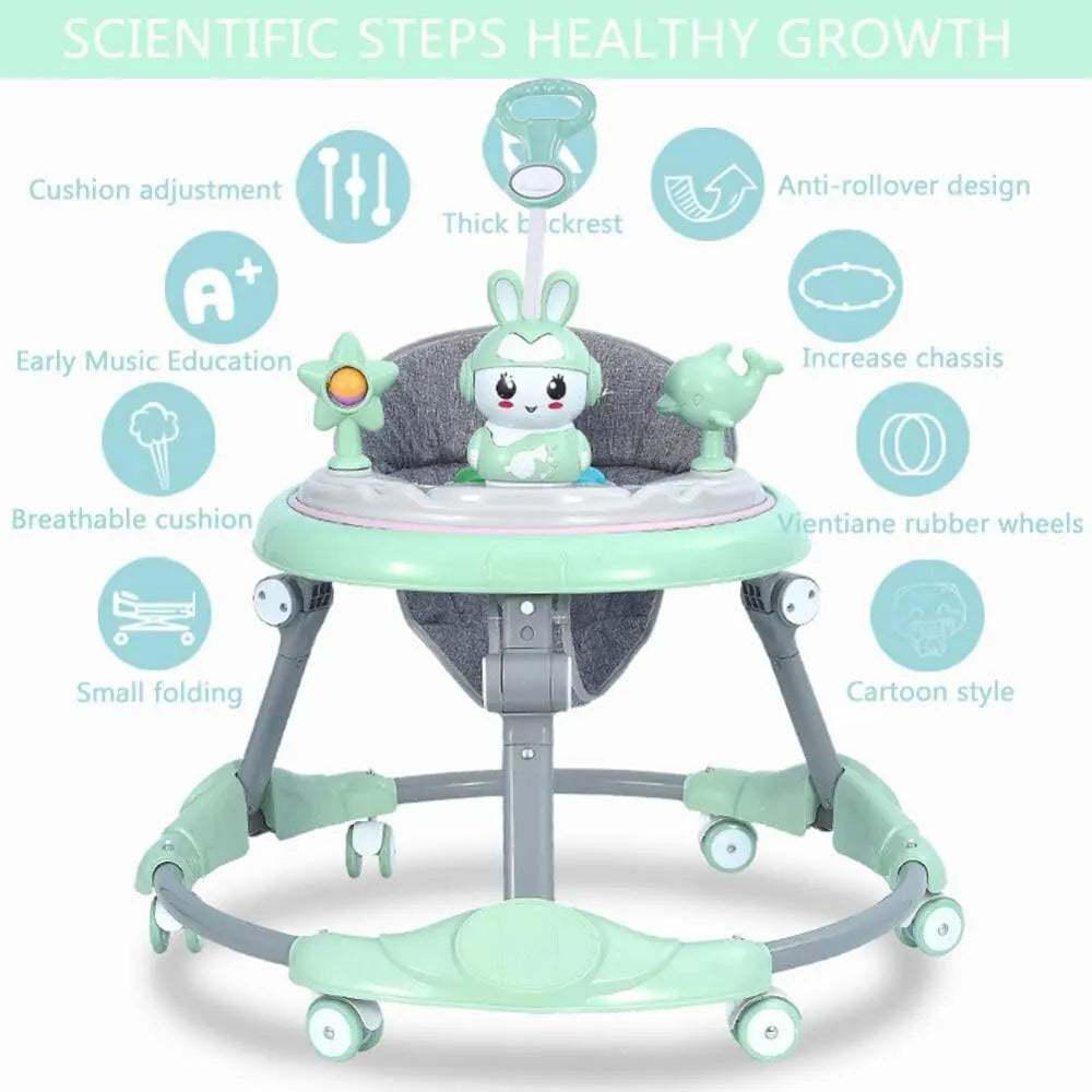 6-18 Months Stroller Adjustable Baby Walker Folding Feeding Tray Music Lights UK