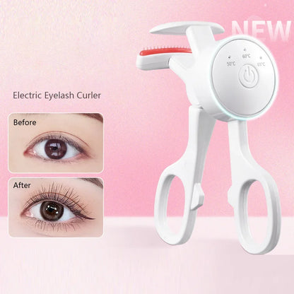 Heated Eyelashes Curler, USB Rechargeable Electric Eyelash Curlers Quick Heating & Long-Lasting Curling Effect