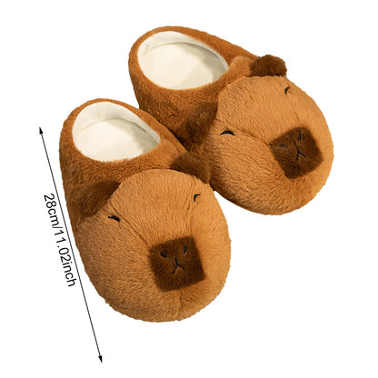 Women Capybara House Slippers Anti-Skid Capybara Animal Slippers Soft Flat Thermal Slippers Comfortable Outdoor Winter Slippers