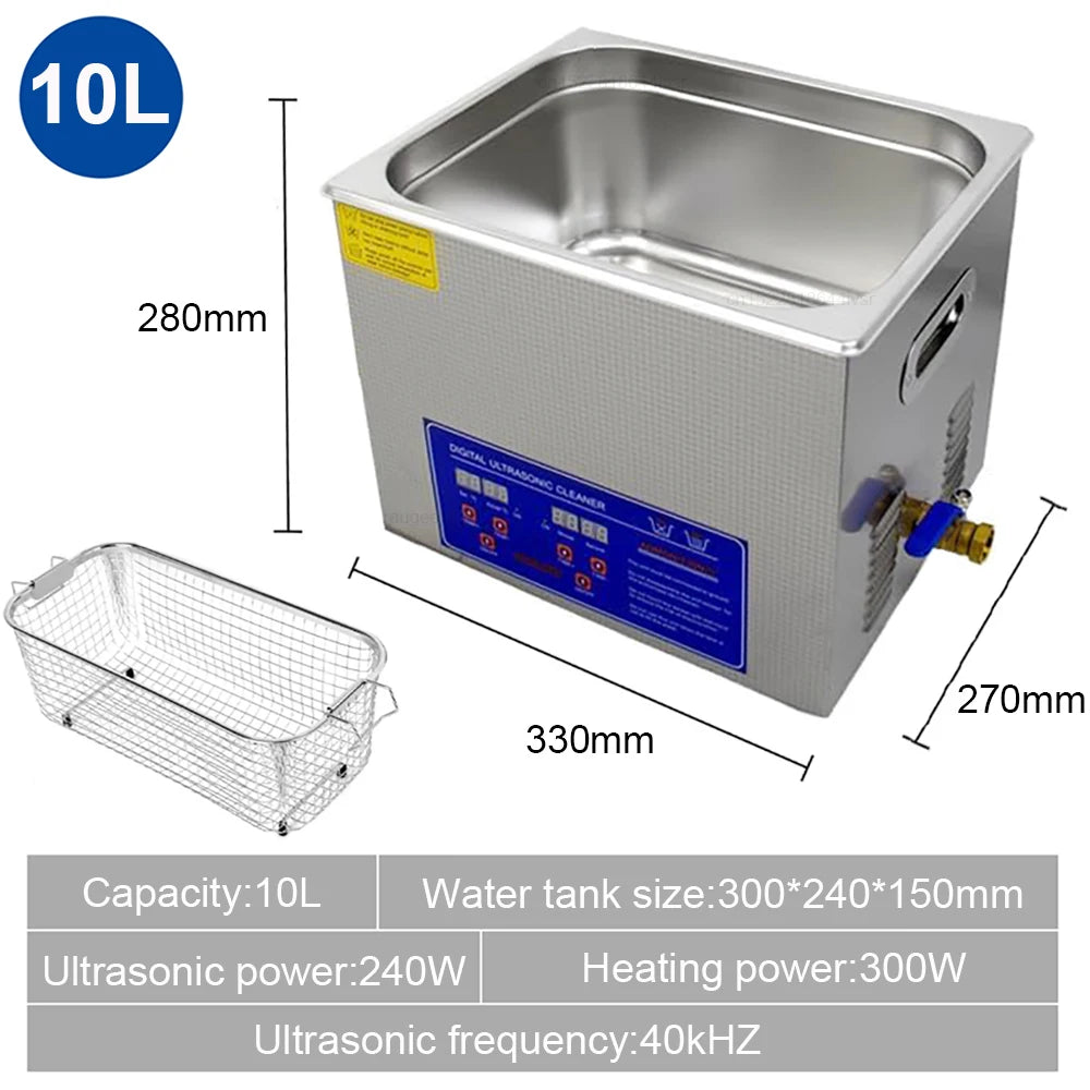 Ultrasonic Cleaner Ultrasound Cleaning Machine With Heated Washing 6L 10L Professional Home Commercial Ultrasonic Cleaner