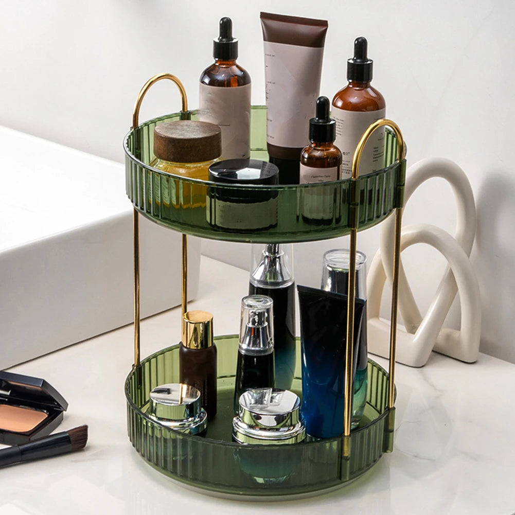 360 Degree Rotating Cosmetic Display Case Detachable Makeup Organizer Light Luxury Versatile for Dressing Table Washing Table