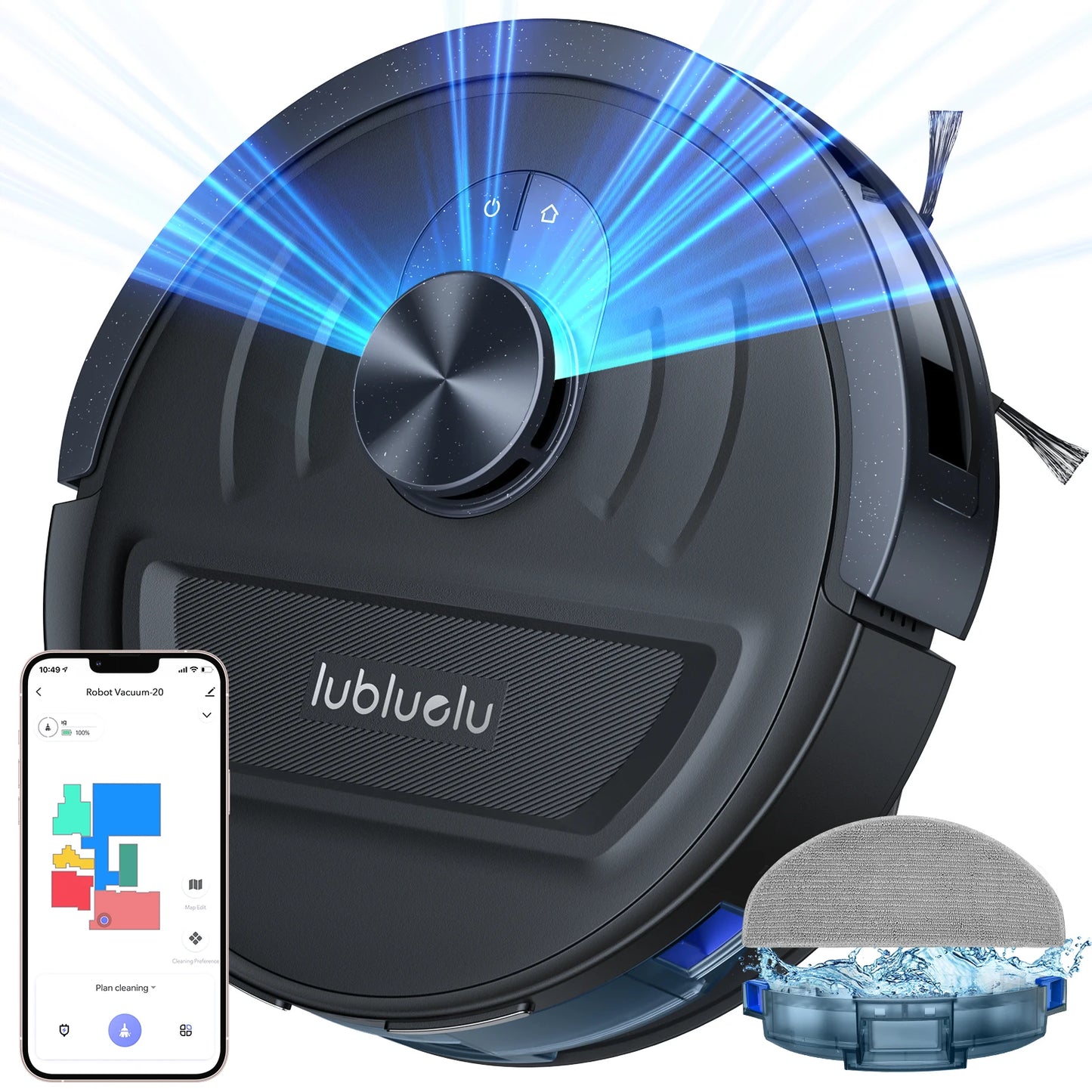 5500Pa Robot Vacuum and Mop, 3 in 1 Robotic Vacuum Cleaner, Lubluelu L20 Smart Mapping, 30 No-go Zones, for Carpet Pet Hair