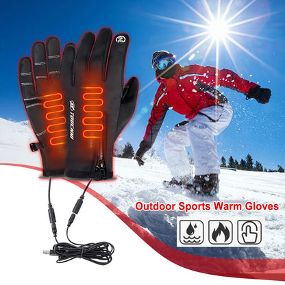 USB Touch Screen Gloves Electric Heated Hand Warmer Anti-Slip Glove for Cycling Running Driving Hiking Walking for Women Men