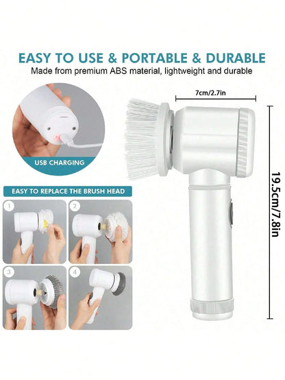 Xiaomi 5 in 1 Powerful Electric Cleaning Brush Spin Scrubber Brush Deep Cleaning with 5 Replaceable Heads For Bathroom Kitchen