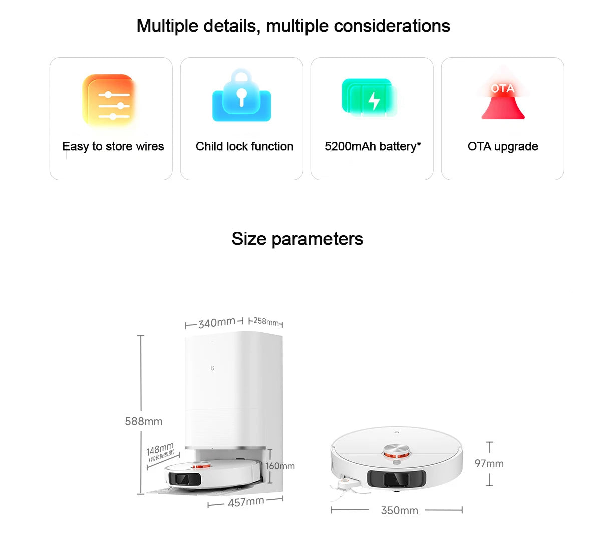 XIAOMI MIJIA M40 Robot Vacuum Cleaner,High-Precision Obstacle Avoidance,12Kpa Suction,Intelligent Mop Lift,LDS laser navigation