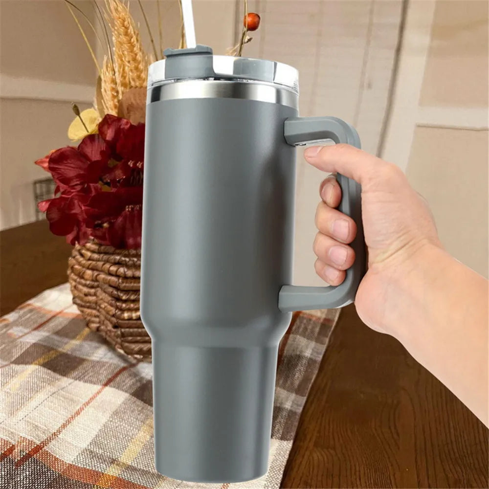 Personalized 40 oz Tumbler with Handle Lid Straw 40oz Stainless Steel Water Bottle Vacuum Thermos Cup Travel Car Coffee Mug