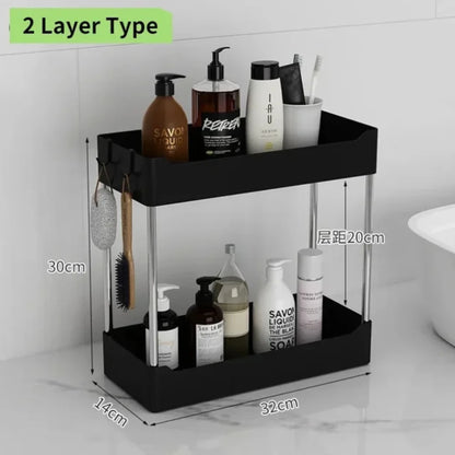 2 Tier Under Sink Kitchen Drawer Organizers Cabinet Organizer Rack Holder Spice Rack - Efficient Kitchen Organizer