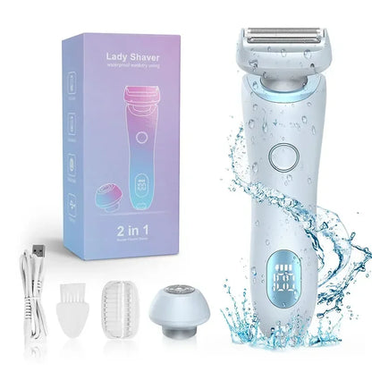 2 in 1 Bikini Trimmer Electric Shaver for Women Waterproof Facial Hair and Leg Hair Remover Body Hair Trimmer for Underarms Legs