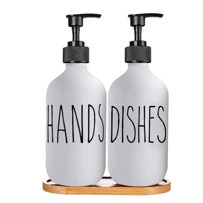 500ml Black Dish Soap Dispenser Set with Plastic Pump Refillable Liquid shampoo Dispenser for Farmhouse Decor Kitchen Accessory