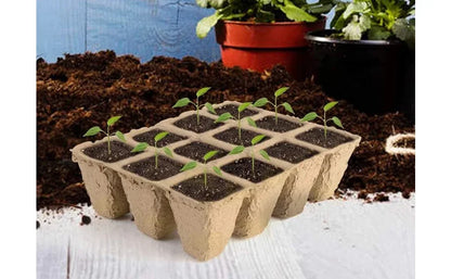 120 Cells Peat Pots Seed Starter Trays, 12 Packs Biodegradable Seedling Pots Germination Trays with 15 Pcs Plant Labels