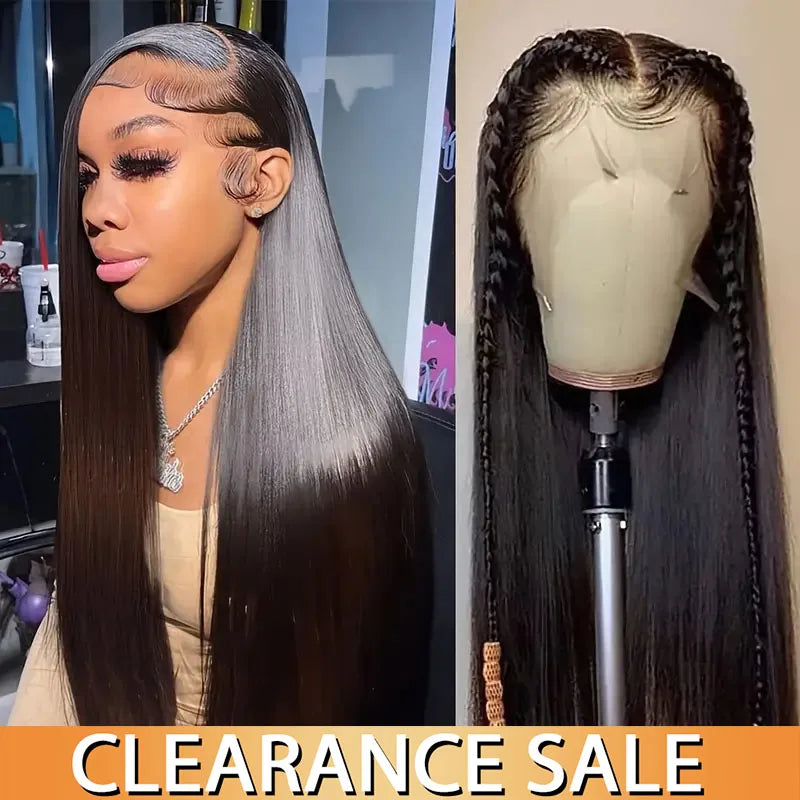 180% Density 13x4 13x6 Lace Frontal Wig Smooth Straight HD Transparent Lace Brazilian Human Hair Wig 4x4 Remy Lace Closure Wigs