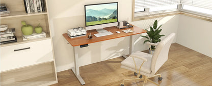 GOFLAME Electric Standing Desk, Sit Stand Home Office Desk with 3 Memory Height Settings, Height Adjustable Computer Desk