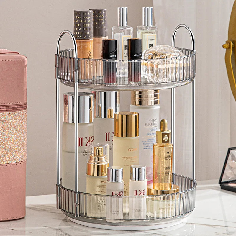 Rotating cosmetics storage box accessible luxury dressing table lipstick skin care product storage rack bathroom toilet stora...