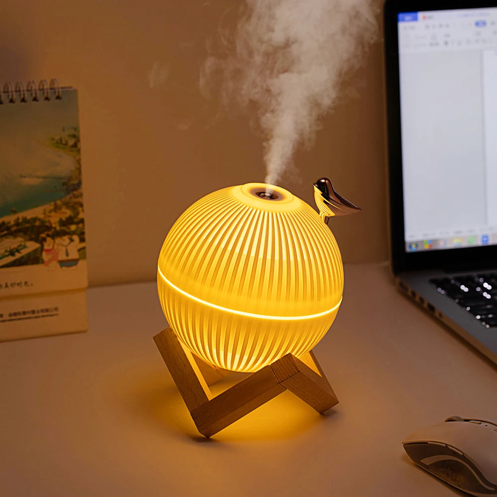 3-in1 Quiet Bird Humidifier 3 Colors Night Light USB Mini Aromatherapy Diffuser 2 Spray Modes Kid Birthday Gift Home Decor 330ml