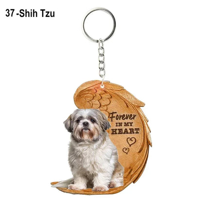 1 Piece 23 Style Dog Forever In My Heart  Angel Pendant Bag Key Chains Car Keychain Keyring  Pet Jewelry Gift For Women Girls