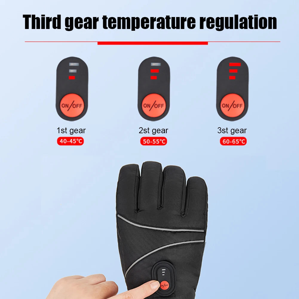 Electric Heated Gloves No Battery USB Hand Warmer Heating Gloves Winter Motorcycle Thermal Touch Screen Waterproof Bike Gloves