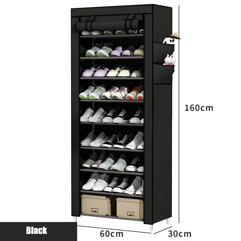 Shoe Cabinet Dustproof Fabric Multifunctional Storage Shoe Rack Moisture-proof Elevated Design Large Capacity Shoe Rack Cabinet