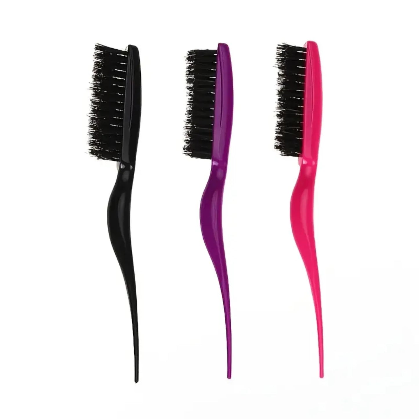 Professional Handle Triplex Comb with Row Brush Bristles for Salon Hairbrush with Pointed Tail