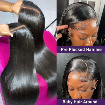 36 38 Inch Straight 13x6 Lace Front Wigs Human Hair 13x4 Lace Front Wigs Pre Plucked with Baby Hair 180% Density For Black Women